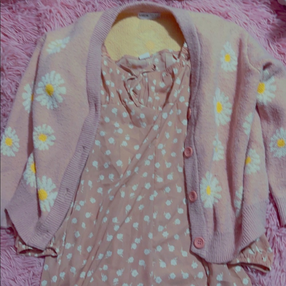 Florar dress and sweater combo